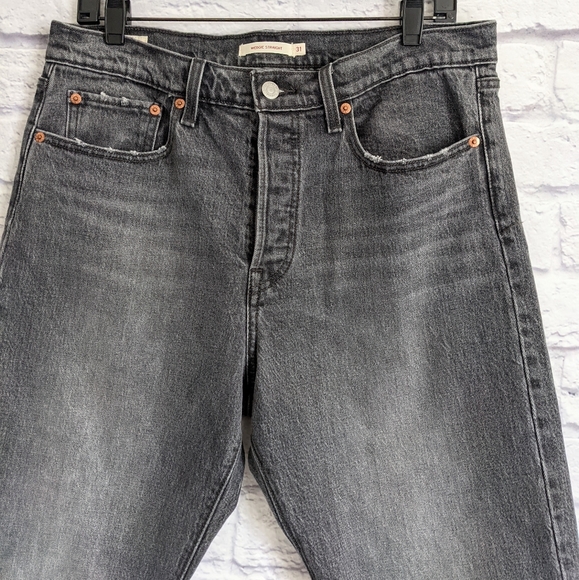 Levi's Wedgie High Rise Jeans 31 x 26 Grey Wash Straight Leg Denim - Picture 4 of 9